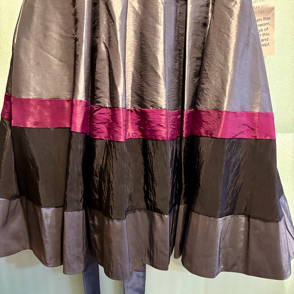 Satin Cocktail Dress Wedding SL Fashions Black &Gray Dress Tie Waist SZ 16 Party - Picture 3 of 5